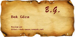 Bek Géza névjegykártya
