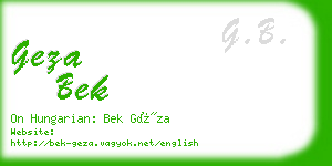 geza bek business card